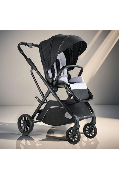 Ominii Two-Way Baby Stroller, High View Luxury Fabric Stroller, One-Hand Fold...
