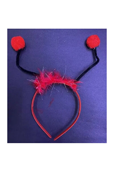 Fırsatkolik Plastic Ladybug Crown for Shows with Red Pompoms