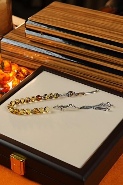 dergah tesbih Silver Horse Figure and Zulfiqar Design Original Fossilized Dro...