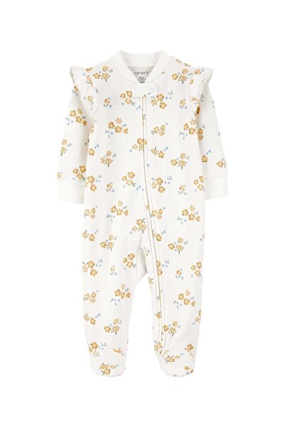 Carter's Kız Bebek 3-9 Ay Çiçek Desenli Uyku Tulumu Ekru