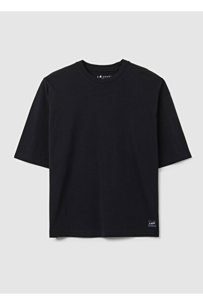 Ovs Black Pure Cotton Boxy Fit T-Shirt