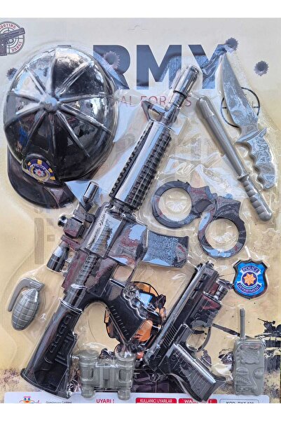 Hepsilazım Oyuncak Tüfekli Kasklı Kelepçe El Bombası Tabanca Telsiz Dürbün 11...