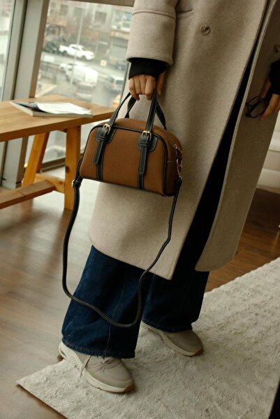 podyumgiyim Nubuck Tan Women's Shoulder Bag