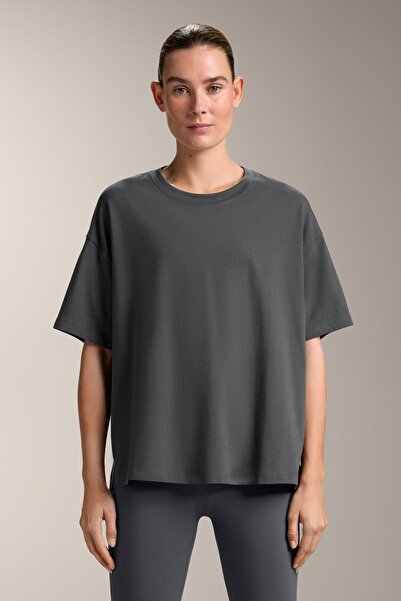 Oysho Pamuklu karışımlı, kısa kollu, boxy tişört