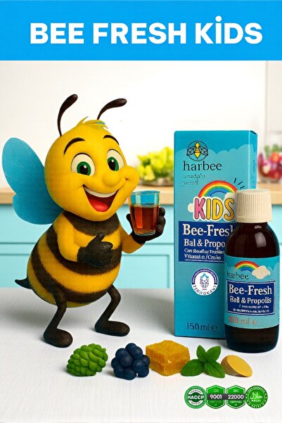 Har-Bee Bee-Fresh Kids Çocuklar İçin Propolisli Şurup - Bal, Kara Mürver, C V...