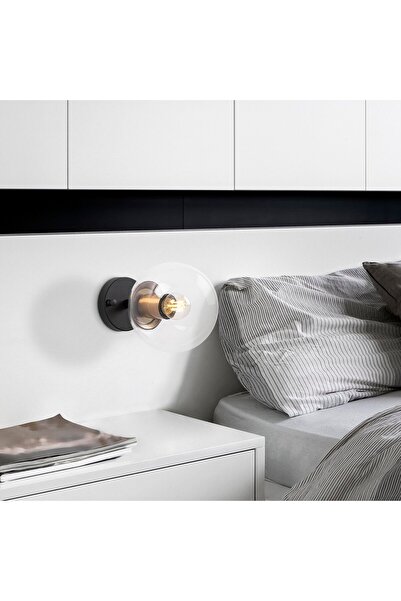 AmberLED Modern Single Sconce with Furred Black Glass Detailing for Hallway L...