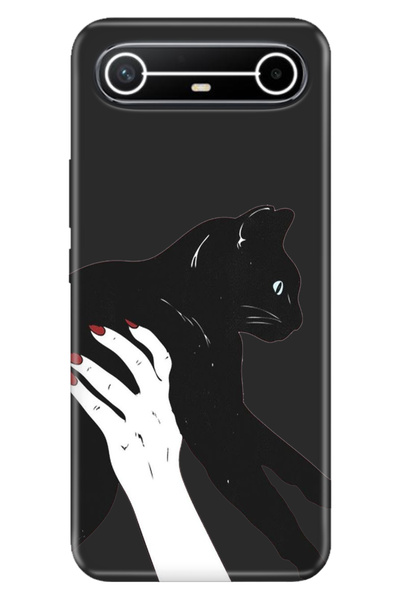 TECNO Spark Slim 5G KM9 Kılıf Dekoratif Silikon Baskılı Kapak Sanat Kedi