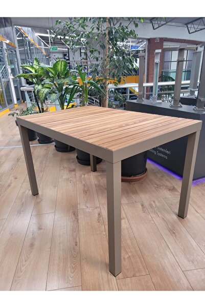 GURSAN Iroko Tablalı Alüminyum Masa 70x120 Capicino