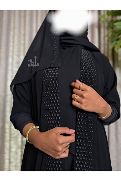 Abaya-AB عباية نص كلوش بنقشة ملمس فاخر مقلقة بطقطق