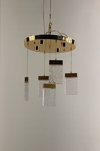 GN GEN AYDINLATMA Gold Çemberli Seri Dikdörtgen Jöle Model 5li Balonlu Krista...