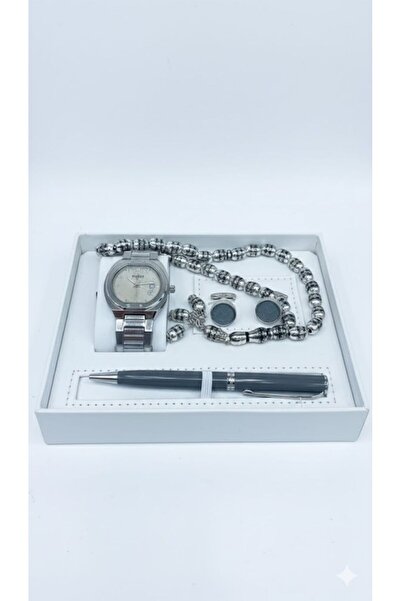 Boutique Men's silver accessory set (4 pieces)