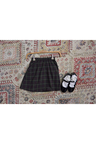 KÜÇÜĞÜM BUTİK Момичешка пола в цвят кафе с тартан
