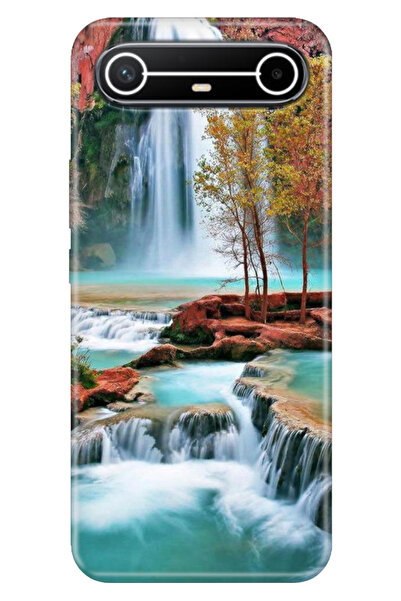 TECNO Spark Slim 5G KM9 Kılıf Dekoratif Silikon Baskılı Kapak Şelale
