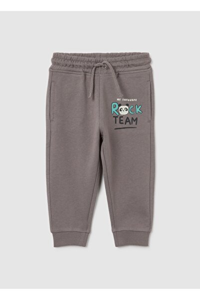 Ovs بنطلون قطني رمادي بقصة عادية للأولاد