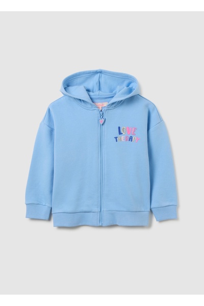 Ovs سويت شيرت بناتي أزرق قصة فضفاضة مصنوع من مزيج القطن