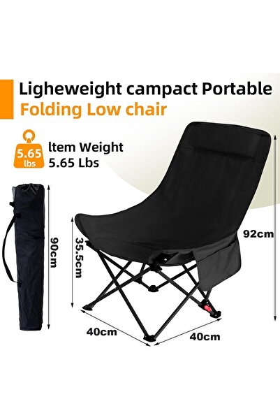 Gogoya كرسي تخييم قابل للطي فائق الخفة مزود بمسند رأس مدمج - جيب جانبي وحقيبة...