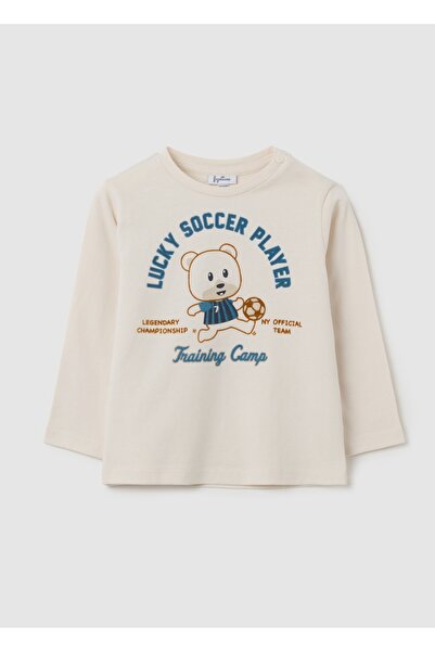 Ovs Children'S Beige Pure Cotton T-Shirt With Print