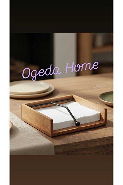 Ogeda Home, Mien Akasya Ahşap Peçetelik – Metal Tutuculu Masa Üstü Peçete Dis...