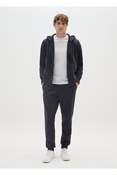 Ovs Regular Fit Blue Cotton Blend Sweatshirt With Zip