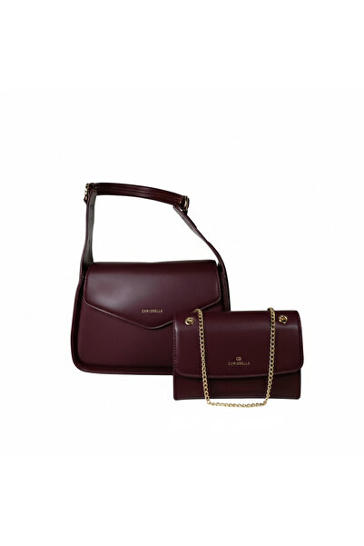 Chrisbella Burgundy Wine Luxury Shoulder Bag with Envelope Flap & Matching sm...