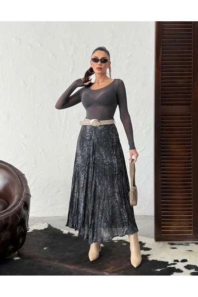 Marka Giyim Chiffon Skirt with Belt and Lining