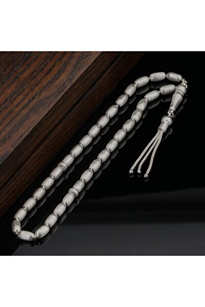 vogutima Kapsül Kesim Çizgili Gümüş Tesbih Model 3