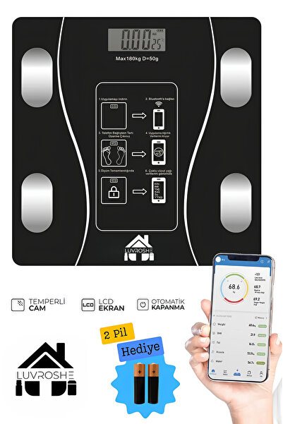 luvroshe Dijital Baskül Kişisel Yağ Su Kas Vücut Kitle Endeksi Kilo Ölçer Tar...