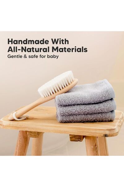 Genericc Aroura Soft Goat Bristle Baby Hair Brush - Oval Walnut Cradle Cap an...