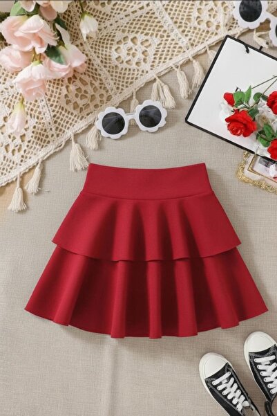MRDN MODA Kız çocuğu yüksek bel kat kat fırfırlı mini kloş etek