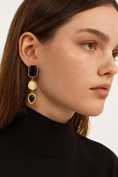 New Obsessions Acrylic Dangle 3 Stone Earrings