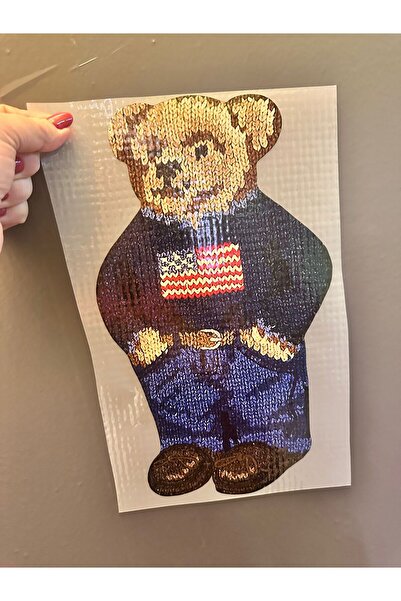 Gönülden Tasarım Iron-On Bear Transfer Print Arma 25X13 cm