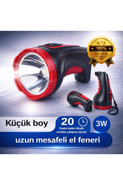 özkurt ticaret Gold Kama GK8511 Şarjlı El Feneri – 3W | Uzun Mesafe | Kompakt...