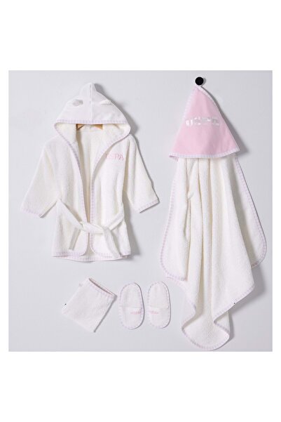 U.S. Polo Assn. Kids Us Polo Girl 0-12 Months 4-Piece Bathrobe Set Ecru