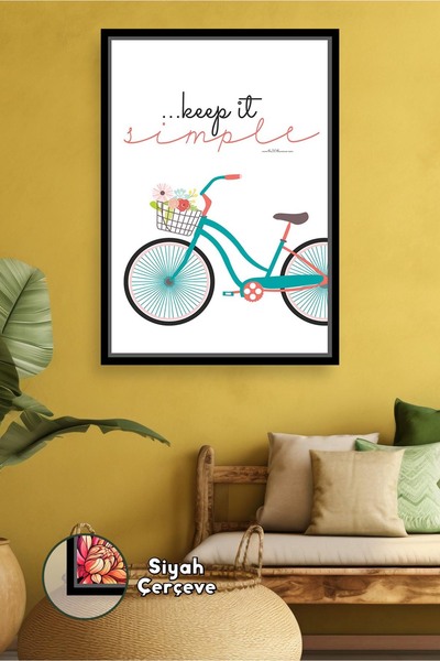 KOSS Dijital Keep It Simple Pictură pe pânză înrămată cu cadru de bicicletă, ...