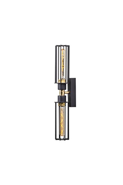 AmberLED شمعدان سلكي مزدوج حديث بهيكل معدني أسود متوافق مع E27