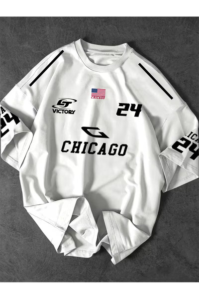 COMANCHERO Unisex Chicago 24 Tasarım Baskılı Oversize T-shirt