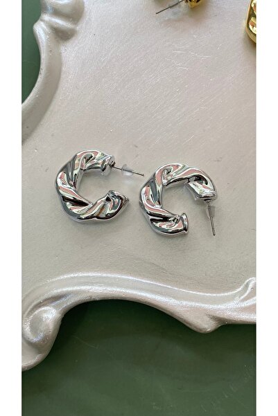 SELUVİA Kadın Kıvrımlı Burgu Yarım Halka Çelik Küpe | Paslanmaz Çelik, Şık ve...