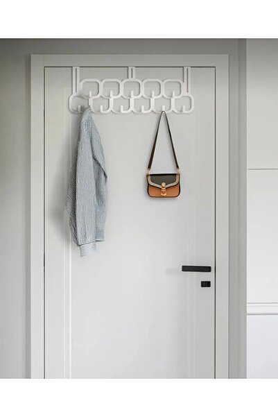 KapKacakAl Beyaz 11 Kancalı Plastik Kapı Arkası Asklık Kapı Askılığı