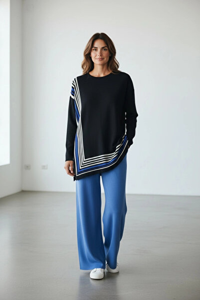 Invee Color Block Knitwear Tunic - Black