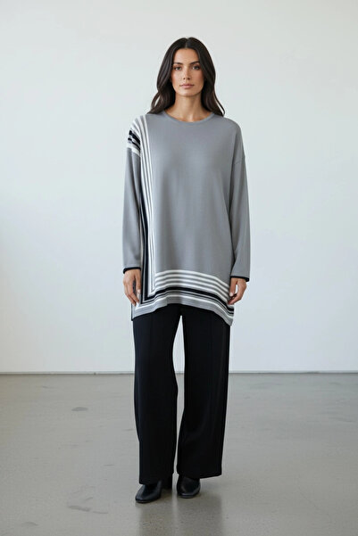 Invee Color Block Knitwear Tunic - Gray