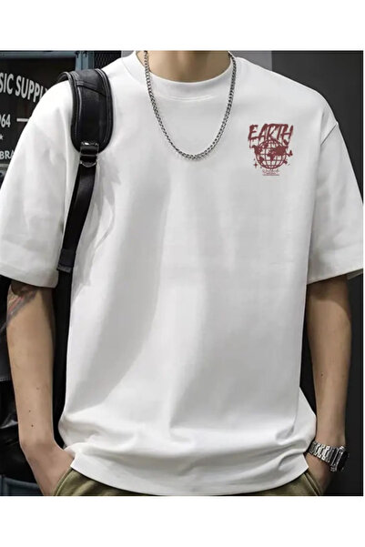 shi dumanlar giyim Unisex Bay- oversized Wide Fit Earth Gögüs με τύπωμα T-shi...