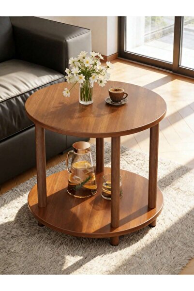 Mtanvxay طاولة جانبية صغيرة مستديرة من الخشب البني البني بارتفاع 20.87 بوصة، ...