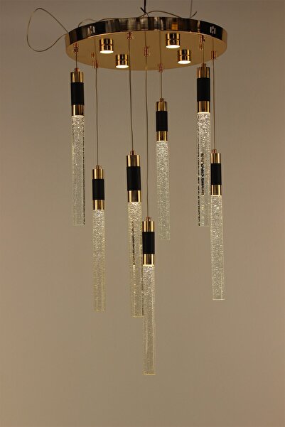 GN GEN AYDINLATMA Gold Çemberli Seri 7li Estetik Uzun İnce Jöle Modern Ledli ...