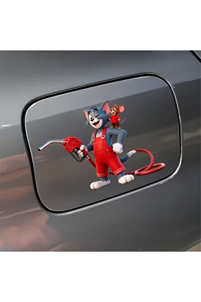 ÖZGÜL REKLAM Tom ve Jerry Araba Yakıt Deposu Kapak Etiketi