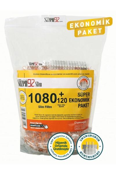Süzen92 Sigara Ağızlığı Filtresi Slim 1080'li Ekonomik Poşet + 120'li Adaptör