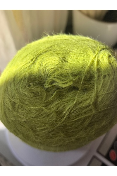 bymila خيط حياكة يدوي من ريش الأرانب قصير بلون الفستق الأخضر 244 جرام