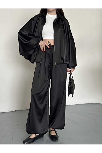 VESS MODA Satin Oversized Mold Jacket and Pants Double Suit