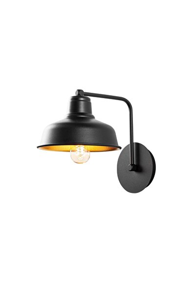 AmberLED Black Metal Sconce with Fuzz E27 Wall Lamp 19X27X24 cm Hallway Lighting