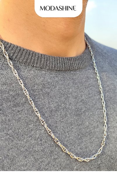 ModaShineShop Stainless Steel Necklace Silver Color Non-Tarnish Unisex
