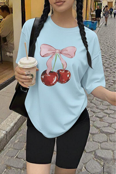 New Shine تي شيرت مطبوع عليه الكرز للجنسين